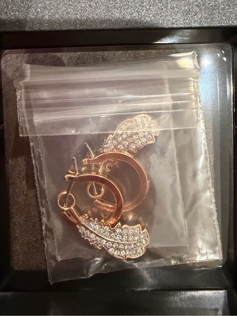 Rose Gold Crystal Wing Hoop Earrings for Women